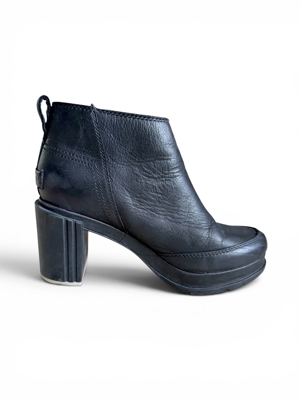 Sorel Blake Leather Platform Ankle Booties Black Block Heel Women’s 7.5 - Picture 5 of 14